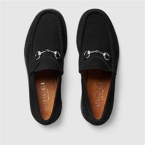 black mens gucci loafers|Gucci men's suede loafers.